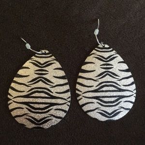 Zebra Print Metal Earrings